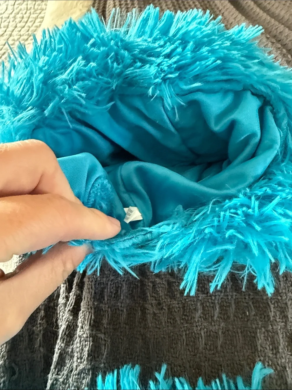 Blue Fuzzy Cookie Monster One-Piece for Kids - Plush Hooded Costume